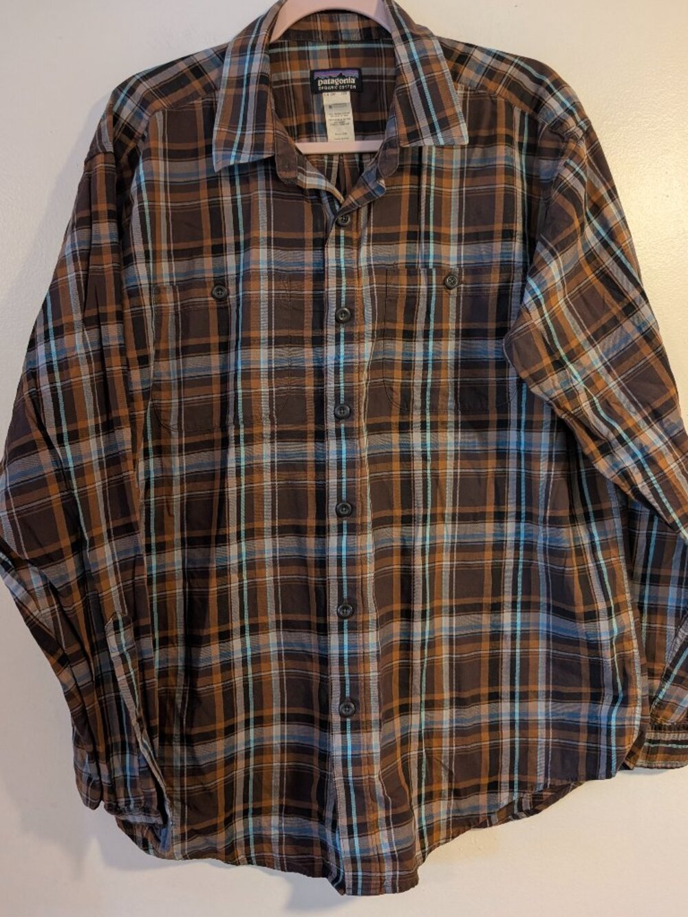 Patagonia long sleeve plaid shirt organic cotton